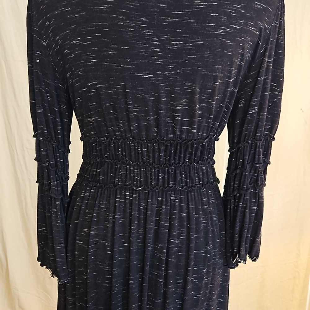 Max Studio V-neck 3 Quarter Inch Sleeves Black Dress With Specs Of White Dye - Picture 7 of 9